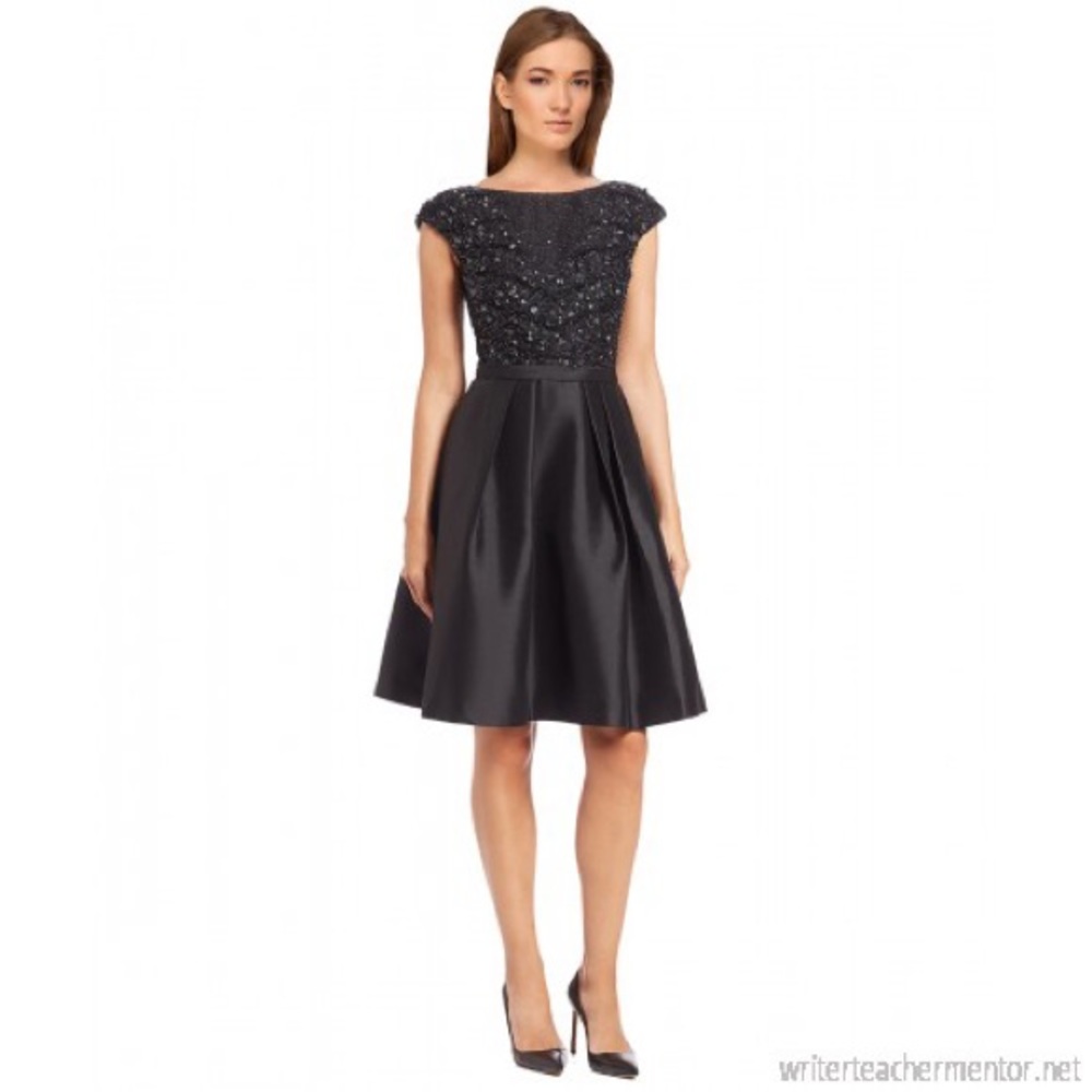 Pamella Roland Beaded Mikado Party Dress